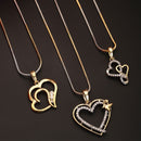 Gold-Plated Heart Shaped White Cubic Zirconia Stone Studded Pendant Combo