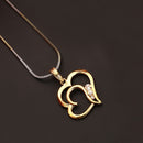 Gold-plated Double Heart White Cubic Zirconia Studded Pendant
