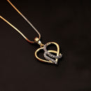 Gold-plated Intertwined Heart White Cubic Zirconia Studded Pendant