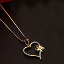 Gold-plated Butterfly & Heart White Cubic Zirconia Studded Pendant