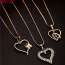 Gold-Plated Heart Shaped White Cubic Zirconia Stone Studded Pendant Combo