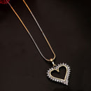 Gold-plated Heart White Cubic Zirconia Studded Pendant