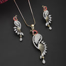 18K Gold Plated Cubic Zirconia Peacock Shaped Pendant Earring Set