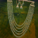 Five Layered Gold-Plated Green Pearl Beaded Jewellery Set