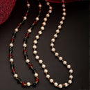 Pack Of 2 Red & White Pearls Gold-Plated Chain Combo
