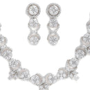 Rhodium-Plated with Silver-Tone White American Diamond-Studded Jewellery Set