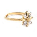 Flower & Leaf shape Gold-Plated White Cubic Zirconia Stone-Studded Jewellery Set Combo