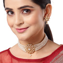 Multi-String Choker Off White Pearl Studded Jewelry Set