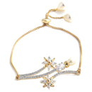 Flower & Leaf shape Gold-Plated White Cubic Zirconia Stone-Studded Jewellery Set Combo