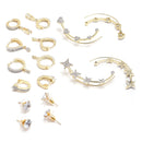 Set Of 8 White Contemporary Hoop & Studded Earrings