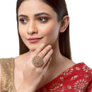 Gold-Plated Grey & White Cubic Zirconia Studded Ring