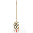 Meenakari Flower Shape Gold-Plated & Red Kundan-Studded & Pearl Beaded Antique Jewellery Set Combo
