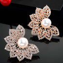 Off White Crescent Shaped Rose Gold-Plated Studs Earrings