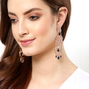 Navy Blue American Diamond with Rose Gold-Plated Contemporary Chandbalis Earrings