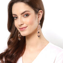 Navy Blue American Diamond with Rose Gold-Plated Contemporary Chandbalis Earrings