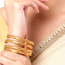 Set of 8 Gold-Plated Textured Classic Bangles