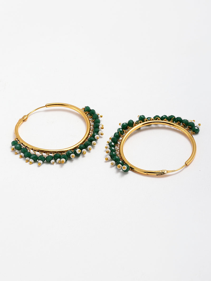 Gold-Plated Green Pearl Drop 3 Intricate Layered Jewellery Set