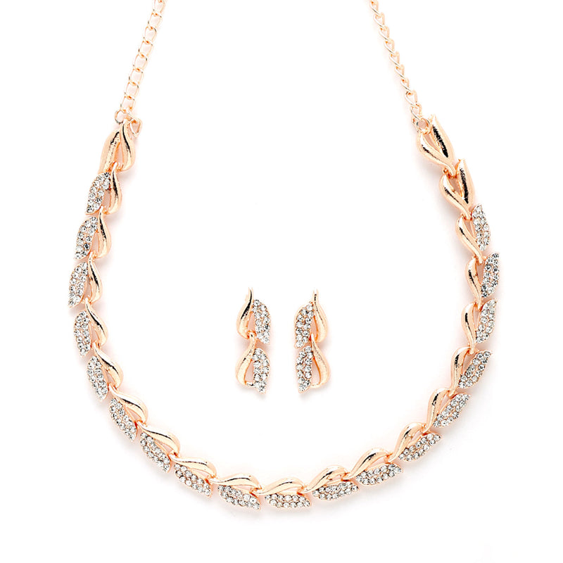 Rose Gold-Plated & White CZ-Studded Jewellery Set