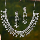 Rhodium-Plated with Silver-Tone White American Diamond-Studded Jewellery Set
