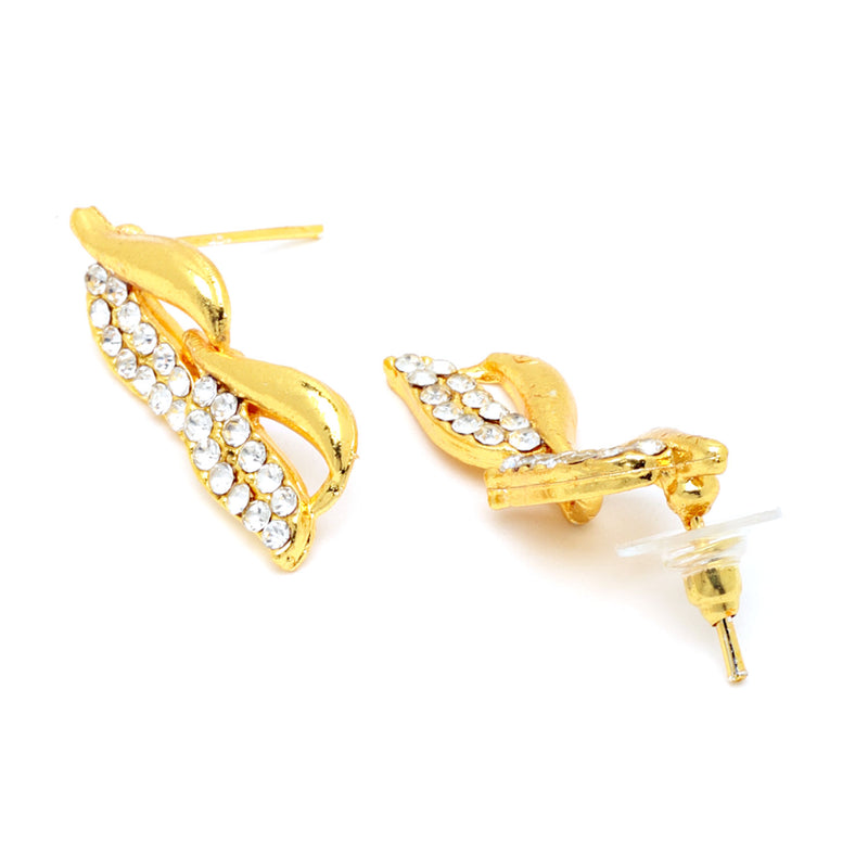 Gold-Plated Butterfly White Cubic Zirconia Studded Jewellery Set Combo