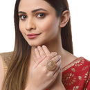 Gold-Plated & Metallic American Diamond Studded Finger Ring