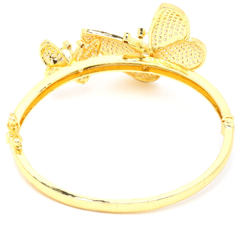 Gold-Plated Butterfly White Cubic Zirconia Studded Jewellery Set Combo