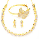 Gold-Plated Butterfly White Cubic Zirconia Studded Jewellery Set Combo