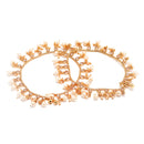 Gold-Plated Round White Pearl Studded Anklets