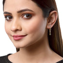 Set of 3 Pink Green and Navy Blue Teardrop Shaped Gold-Plated Drop Earrings