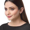 White Set Of 8 White Stone Studded Geometric Earrings