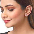 White Set Of 8 White Stone Studded Geometric Earrings