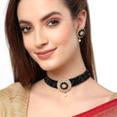 Black & White Gold-Plated American Diamond Studded Choker Necklace Set