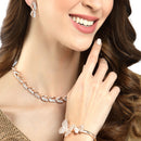 Rose Gold-Plated Butterfly White Cubic Zirconia Studded Jewellery Set Combo