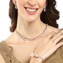 Rose Gold-Plated Butterfly White Cubic Zirconia Studded Jewellery Set Combo
