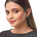 5 Pair Multicoloured Circular Shaped Gold-Plated Studs Earrings