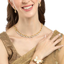 Gold-Plated Butterfly White Cubic Zirconia Studded Jewellery Set Combo