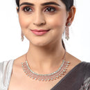 Green American Diamond Gold-Plated with Rose-Tone Stone Studded Necklace Set