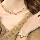 Gold-Plated Butterfly White Cubic Zirconia Studded Jewellery Set Combo