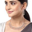 Green American Diamond Gold-Plated with Rose-Tone Stone Studded Necklace Set