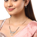 Mangalsutra Gold Plated American Diamond Peacock Style Mangalsutra with Earrings Jewellery for Women's Pride