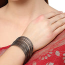 Rhodium-Plated with Oxidised Silver-Tone Set Of 24 Black Nickle Bangles