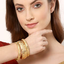 Gold-Plated Set of 6 Textured Handcrafted Bangles