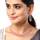 Rose Gold-Plated Pink & White AD-Studded Contemporary Jewellery Set