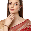 Red 18K Gold-Plated Cubic Zirconia Studded Handcrafted Jewellery Set Combo