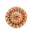 Gold-Plated Round & Teardrop Shaped White & Red Cubic Zirconia Studded Ring