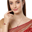 Red 18K Gold-Plated Cubic Zirconia Studded Handcrafted Jewellery Set Combo