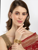 Gold Plated Set Of 12 Traditional Classic Textured  Bangle Set