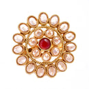 Gold-Plated Red & White Cubic Zirconia Stone Studded Ring