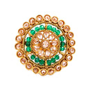 Gold-Plated Green & White Cubic Zirconia Studded Ring