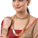 Gold-Plated Red & Green Temple Coin Jewellery Set with Bangles & Earrings